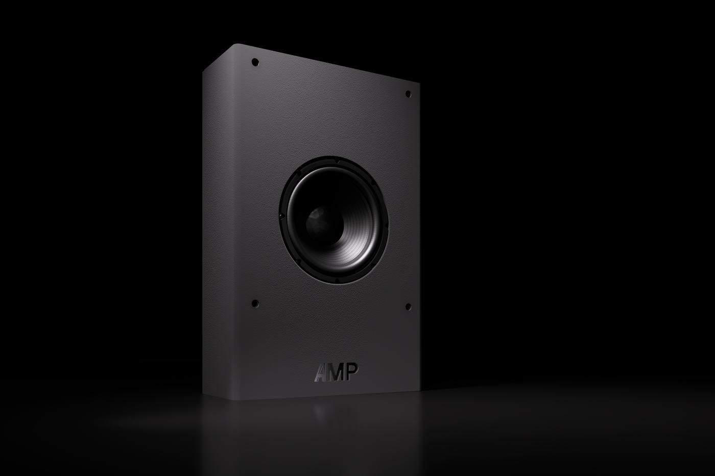 Cinema Pro 6 in black, a shallow cabinet with a single driver