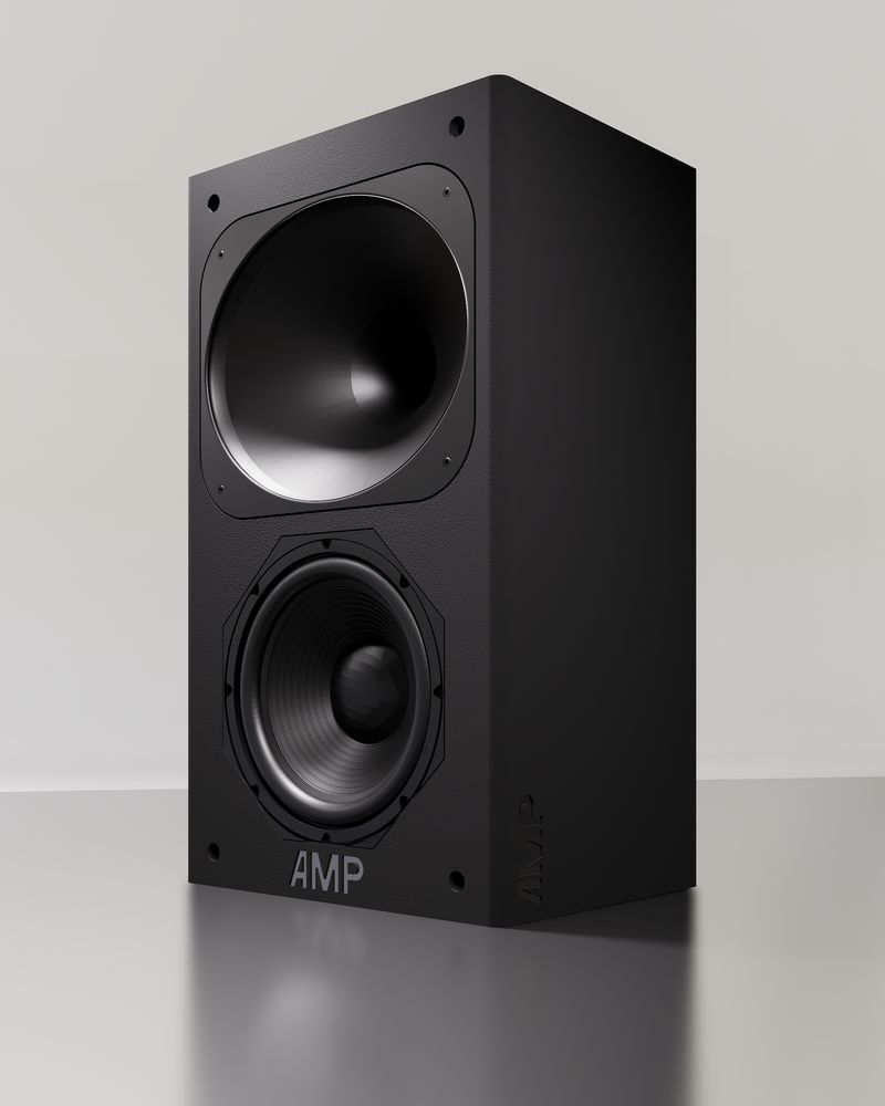 Cinema Pro 8 on a light background, showing the horn and the 8-inch driver